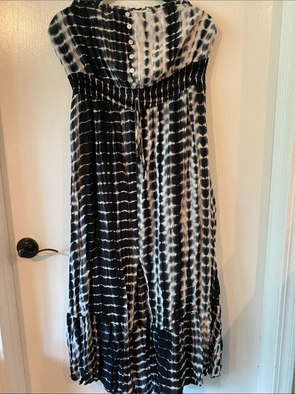 ePretty Black and White Strapless Tie-Dye Maxi Dress